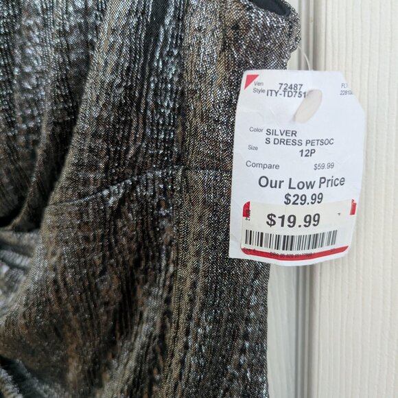 Sparkly Silver Party Dress NWT Sz 12P Holiday Glitz - Picture 9 of 10